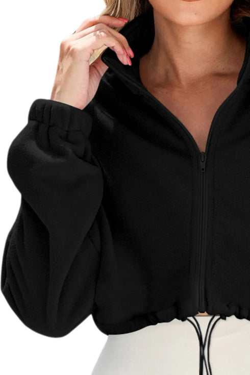 'Amity' Zip Up Cropped Jacket - Celes Fashion